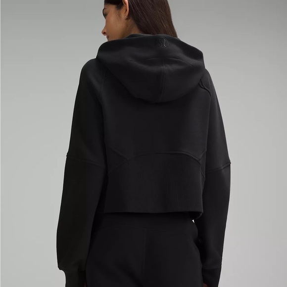 Stylish Lululemon Cropped Hoodie Black Knit Scuba Oversized Half-Zip Hoodie - Picture 12 of 12